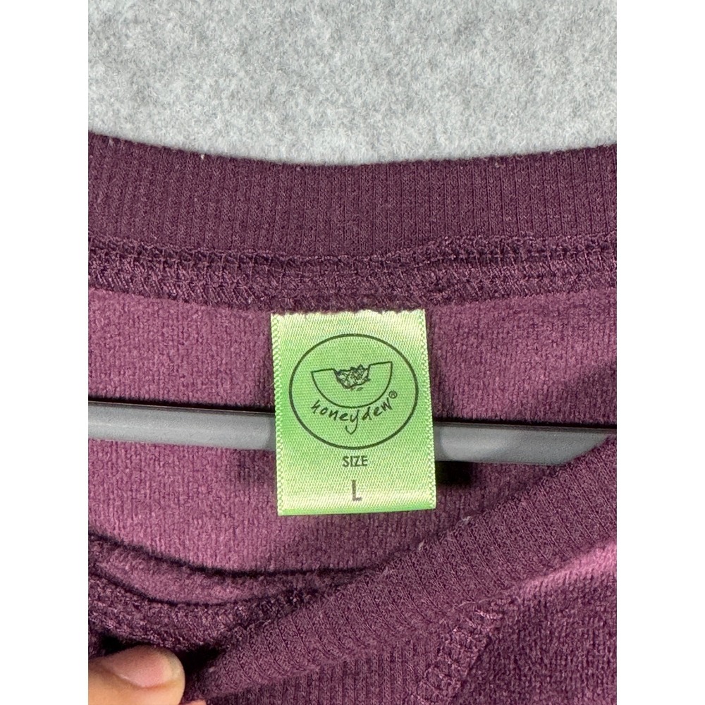 Honeydew Intimates Velvet Velour Sweatshirt Wmns L Plum Purple LS Crewneck - Picture 2 of 9